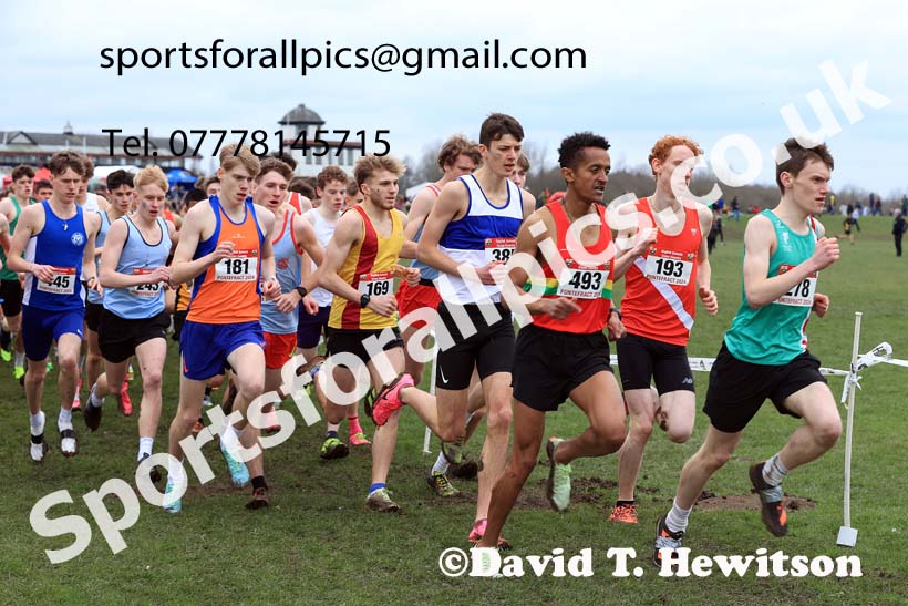 Senior Boys 2024 English Schools Cross Country Champs., Pontefract, March 16th.  Photo: David T. Hewitson/Sports for All Pics